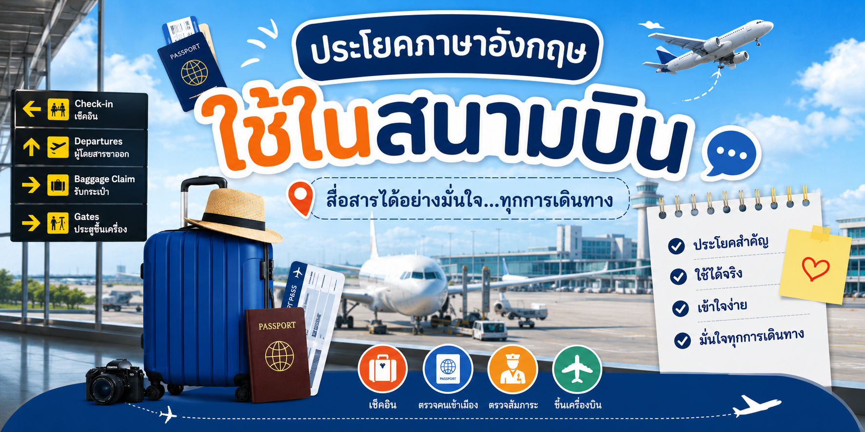 เตรียมความพร้อมก่อนเดินทาง: 10 ประโยคภาษาอังกฤษที่ต้องรู้ในสนามบิน